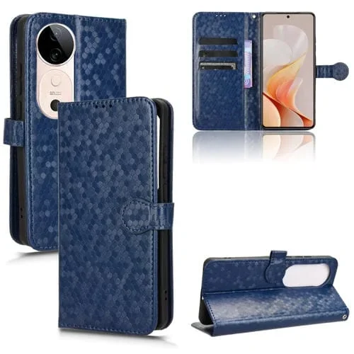 Funda de Cuero con Textura de Puntos En Forma de Panal para Vivo S19 (Azul)