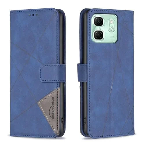 Funda de Cuero con Textura de Rombos y Hebilla Magnética para Infinix Smart 9/Hot 50I (Azul)