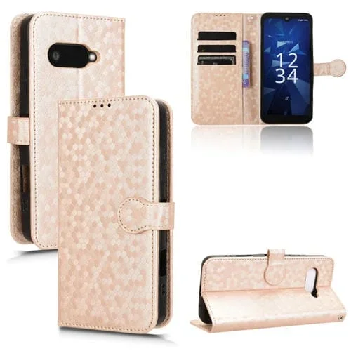 Funda de Cuero con Textura en Forma de Panal para Kyocera Digno Sx4/Bx3 (Dorada)