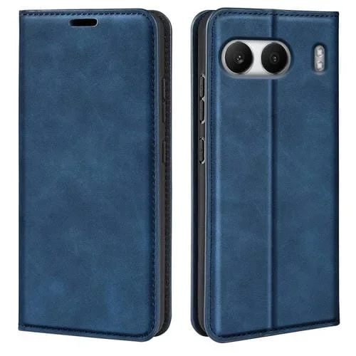 Funda de Cuero con Ventosa Magnética para OnePlus Nord 4 Retro-Skin (Azul Oscuro)