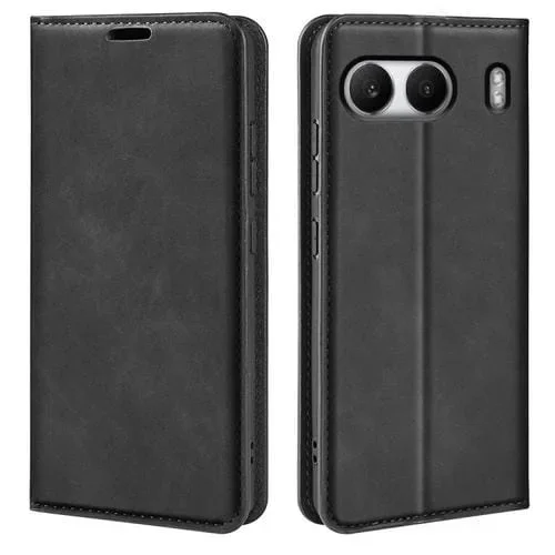 Funda de Cuero con Ventosa Magnética para OnePlus Nord 4 Retro-Skin (Negra)