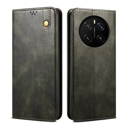 Funda de Cuero Crazy Horse con Cera de Aceite para Honor Magic7 Pro (Verde)