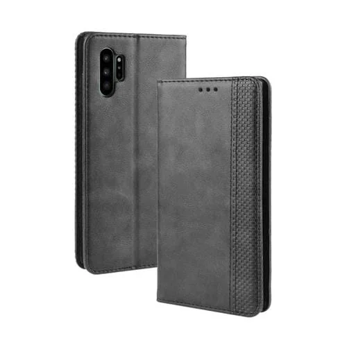 Funda de Cuero Crazy Horse para Galaxy Note10 Pro Hebilla Magnética Horizontal Flip con Ranuras y Sostenedor (Negro)
