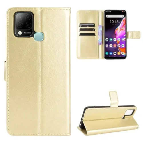 Funda de Cuero Crazy Horse para Infinix Hot 10S X689 con Soporte, Ranuras y Cordón (Oro)