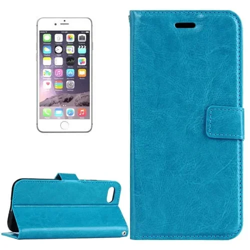 Funda de Cuero Crazy Horse Texture para iPhone 8 Plus y 7 Plus con Tapa Horizontal, Hebilla Magnética, Soporte, Ranuras para Tarjetas, Billetera y Marco de Fotos (Azul)