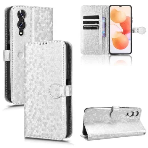 Funda de Cuero Cubot A10 Textura Puntos Panal (Plateada)