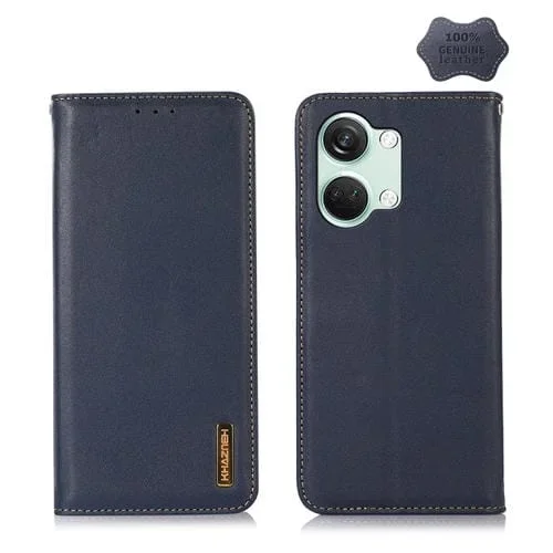 Funda de Cuero de Vaca Khazneh Nappa para OnePlus Nord 3 / Ace 2V (Azul)