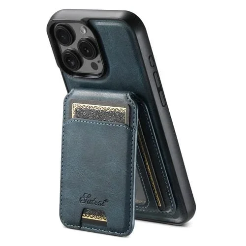 Funda de Cuero Desmontable con Tapa Tipo Billetera para iPhone 16 Pro Max Suteni H15 Magsafe Oil Eax (Azul)