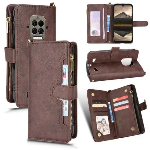 Funda de Cuero Doogee S86 / S86 Pro Litchi Texture Camper Funcional (Marrón)