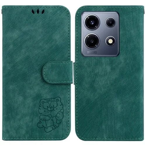 Funda de Cuero En Relieve para Infinix Note 30 Vip Little Tiger (Verde)
