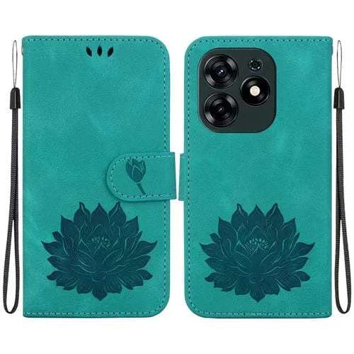 Funda de Cuero en Relieve para Tecno Spark 10 Pro Lotus (Verde)