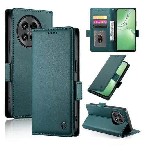 Funda de Cuero Esmerilado con Hebilla Lateral Magnética para OnePlus 13R Ace 5 Ace 5 Pro (Verde Oscuro)