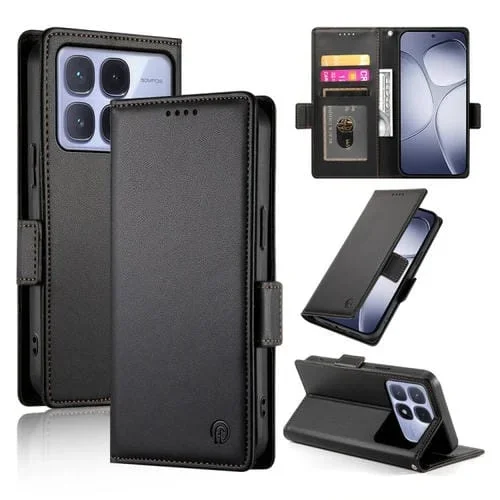 Funda de Cuero Esmerilado con Hebilla Lateral Magnética para Redmi K70 Ultra (Negro)