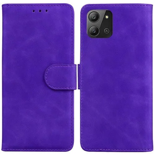 Funda de Cuero Flip para Infinix Hot 11 2022 Skin Feel Pure Color (Púrpura)