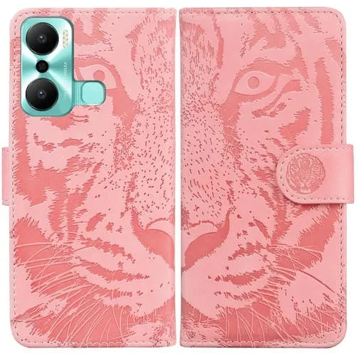 Funda de Cuero Flip para Infinix Hot 20 Play con Tiger Embossing Pattern (Rosa)