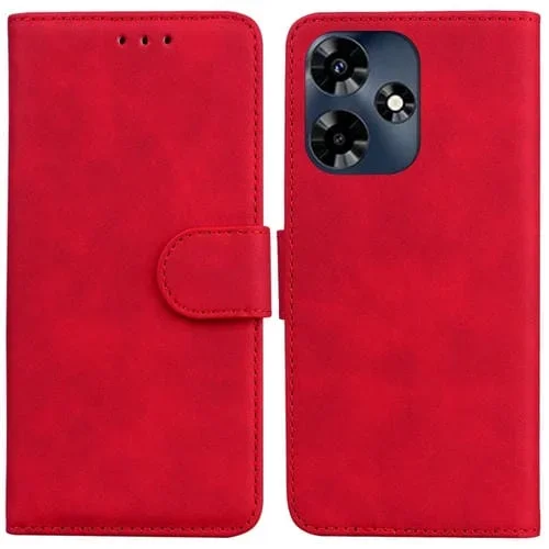 Funda de Cuero Flip para Infinix Hot 30 Skin Feel Pure Color (Rojo)