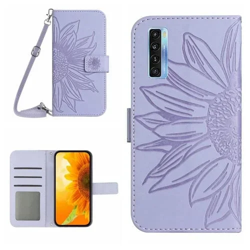 Funda de Cuero Flip para TCL 20S 20 5G 20L 20L+ Skin Feel con Cordón (Púrpura)