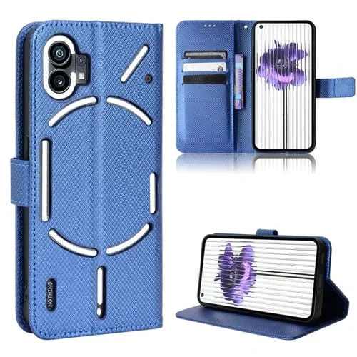 Funda de Cuero For Nothing Phone 1 con Textura de Diamante (Azul)