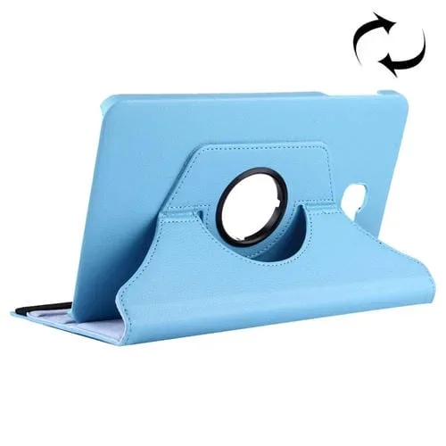 Funda de Cuero Galaxy Tab A 10.1 T580 Litchi Textura Flip Horizontal Rotación 360° Soporte (Azul)