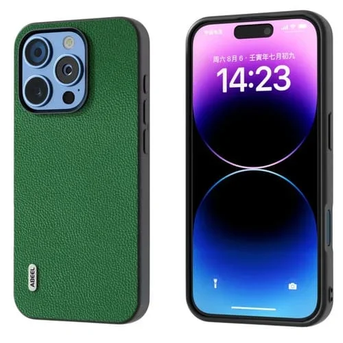 Funda de Cuero Genuino Abeel Black Edge para iPhone 16 Pro (Verde)