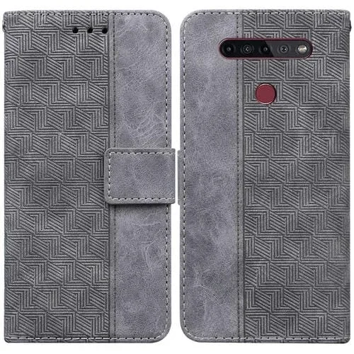 Funda de Cuero Geométrica para LG K41S y K51S (Gris)