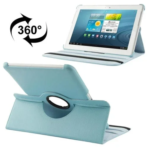 Funda de Cuero Giratoria 360° con Soporte para Galaxy Tab 2 (10.1) P5100 (Azul)