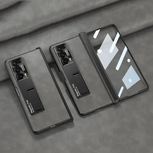 Funda de Cuero Gkk para Honor Magic V2 con Bisagra Plegable Esmerilada y Soporte (Gris)