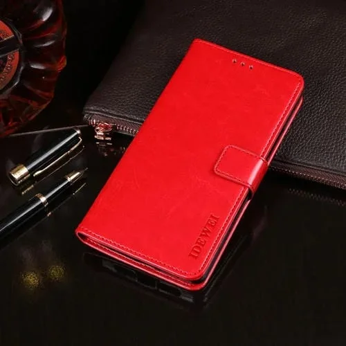 Funda de Cuero Idewei para Cubot Note 20 con Tapa Horizontal, Soporte, Ranuras para Tarjetas y Billetera (Rojo)