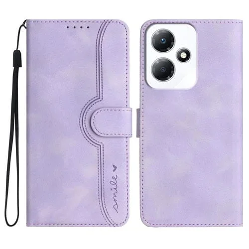 Funda de Cuero Infinix Hot 30 Play y Hot 30 Play Nfc con Diseño de Corazón (Morado)
