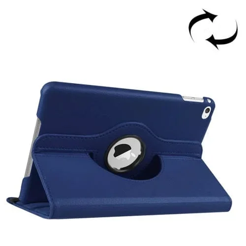 Funda de Cuero Inteligente Litchi Texture Giratoria 360 Grados con Soporte para iPad Mini 4 / Mini 5 (Azul Oscuro)