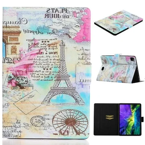 Funda de Cuero Inteligente para iPad Pro 11 (2024) con Dibujo a Color (Iron Tower)