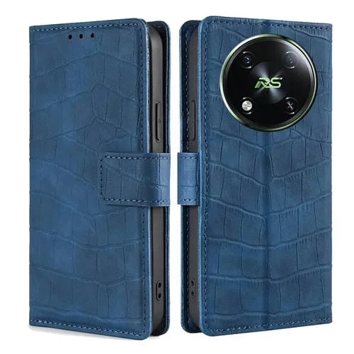 Funda de Cuero Itel Rs4 4G Skin Feel Crocodile con Cierre Magnético (Azul)