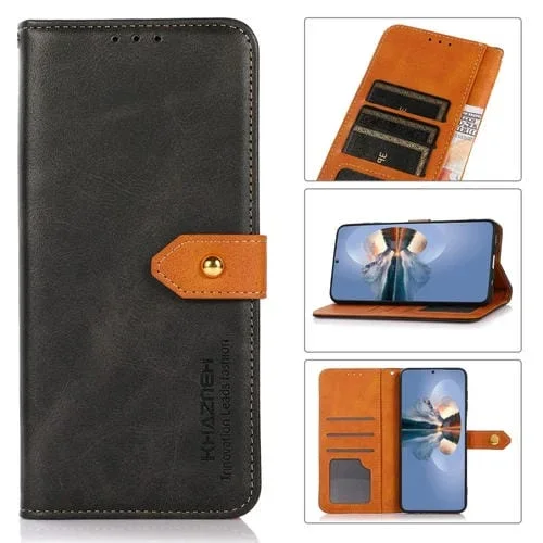 Funda de Cuero Khazneh para Nokia Xr21 con Tapa y Textura de Piel de Vaca (Negro)