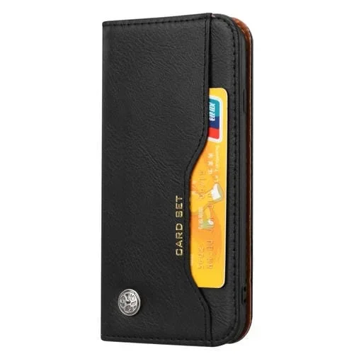 Funda de Cuero Knead Skin Texture con Tapa Horizontal para iPhone 6, 6S, 7 y 8 con Marco de Fotos, Soporte y Ranuras para Tarjetas (Negro)