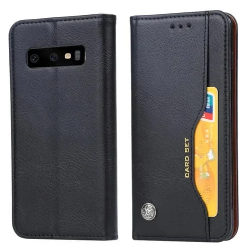 Funda de Cuero Knead Skin Texture para Galaxy S10E con Tapa Horizontal, Marco de Fotos, Soporte, Ranuras para Tarjetas y Billetera (Negro)