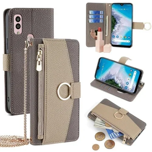 Funda de Cuero Kyocera Android One S10 Crossbody Litchi Texture para Teléfono (Gris)