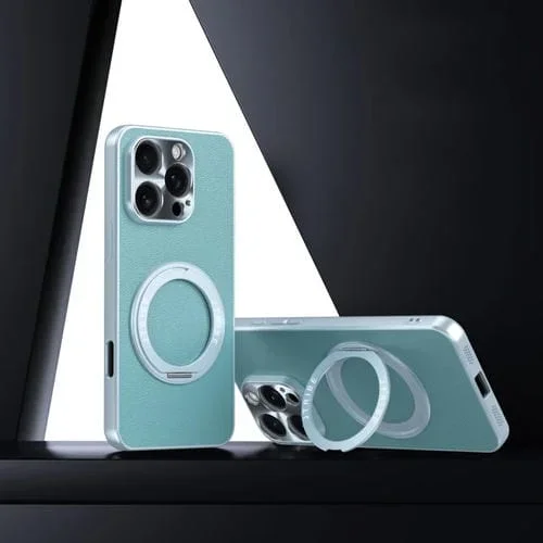 Funda de Cuero Lisa con Soporte Magsafe para iPhone 16 Pro Max (Azul Sierra)