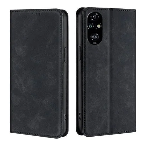 Funda de Cuero Magnética con Tacto de Piel para Honor 200 Pro 5G (Negra)