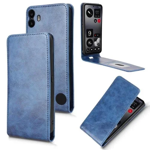 Funda de Cuero Magnética con Tapa Vertical para Teléfono cmf Phone 1 (Azul)