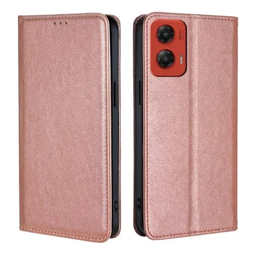 Funda de Cuero Magnética Motorola Moto G Stylus 5G (2024) con Acabado Brillante (Oro Rosa)