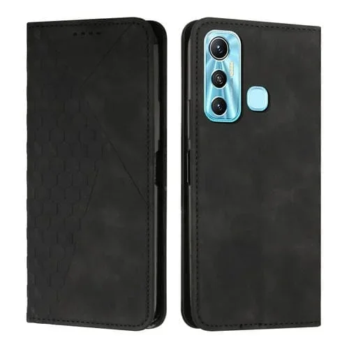 Funda de Cuero Magnética para Infinix Hot 11 Diamond Splicing (Negro)