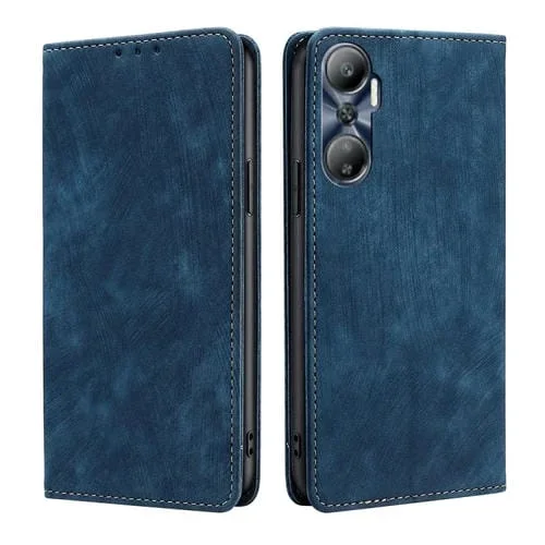 Funda de Cuero Magnética para Infinix Hot 20 4G con Rfid y Cepillo Antirrobo (Azul)
