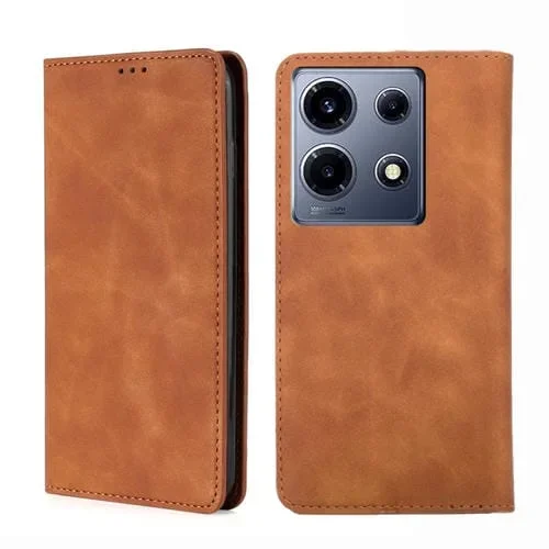Funda de Cuero Magnética para Infinix Note 30 5G Skin Feel (Marrón Claro)