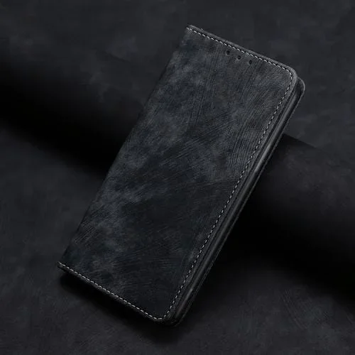 Funda de Cuero Magnética para Infinix Smart 6 con Rfid y Cepillo Antirrobo (Negro)