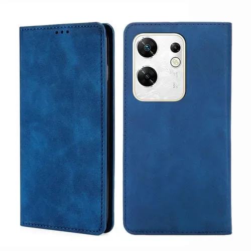 Funda de Cuero Magnética para Infinix Zero 30 4G Skin Feel (Azul)