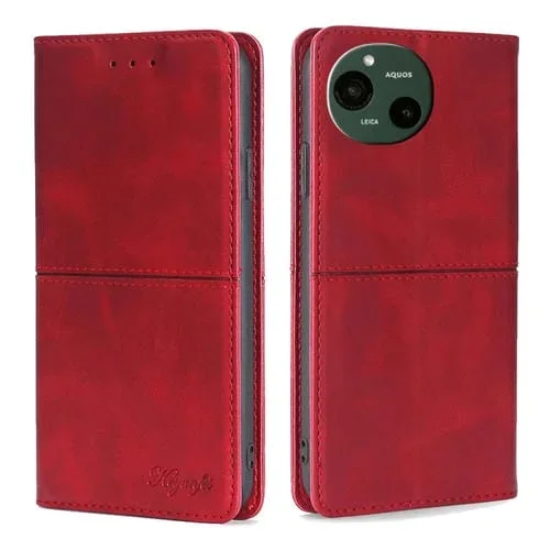 Funda de Cuero Magnética Textura de Vaca para Sharp Aquos R9 (Rojo)
