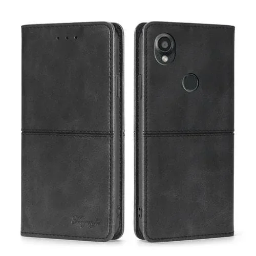 Funda de Cuero Magnético para Kyocera Digno Sx3-Kyg02 Textura de Vaca (Negro)