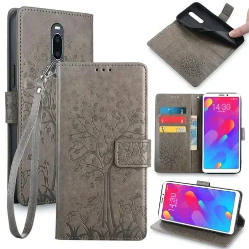 Funda de Cuero Meizu V8 Pro Tree & Deer en Relieve (Gris) para Teléfono