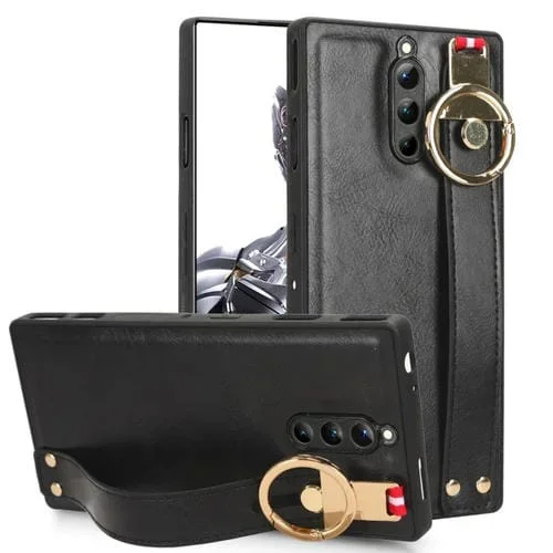 Funda de Cuero + Muñequera para ZTE Nubia Red Magic 8 Pro (Negro)