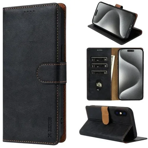 Funda de Cuero N.Bekus Csj-P1 para iPhone Xs/X (Negro)